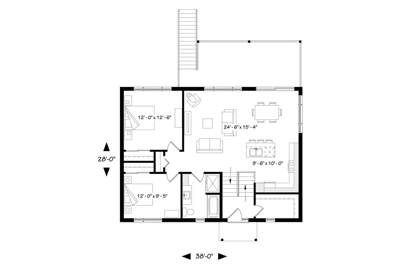 Contemporary House Plan - Calypso 65249 - 1st Floor Plan