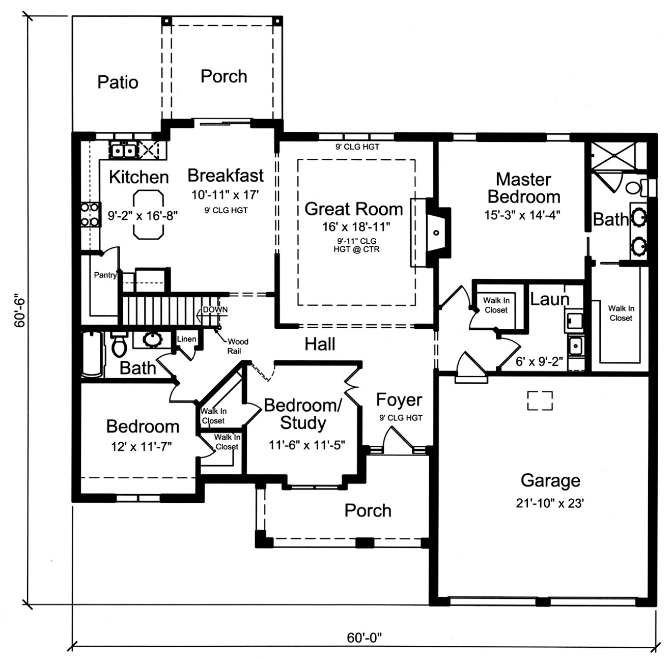 European House Plan - Southwood 65425 - 1st Floor Plan