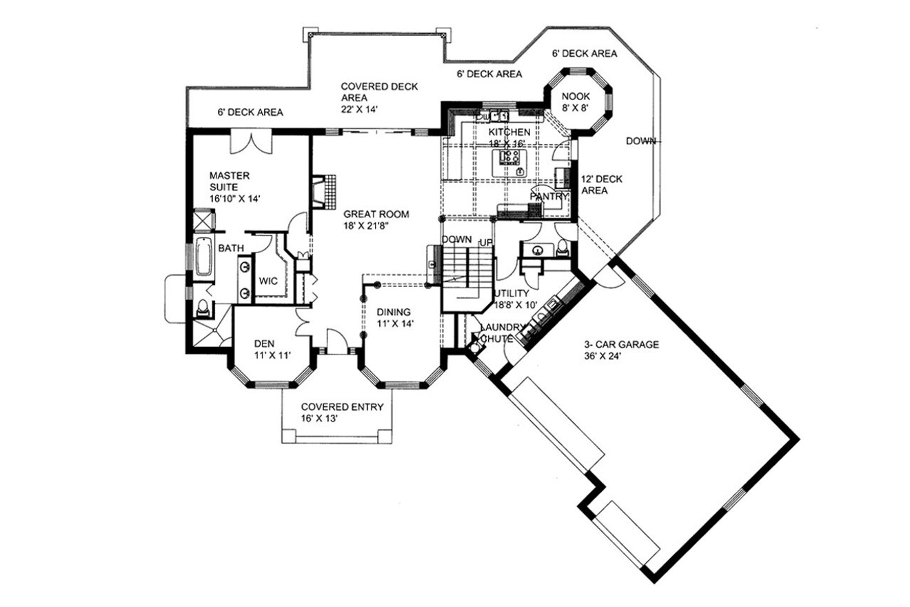 Modern House Plan - 65463 - 1st Floor Plan