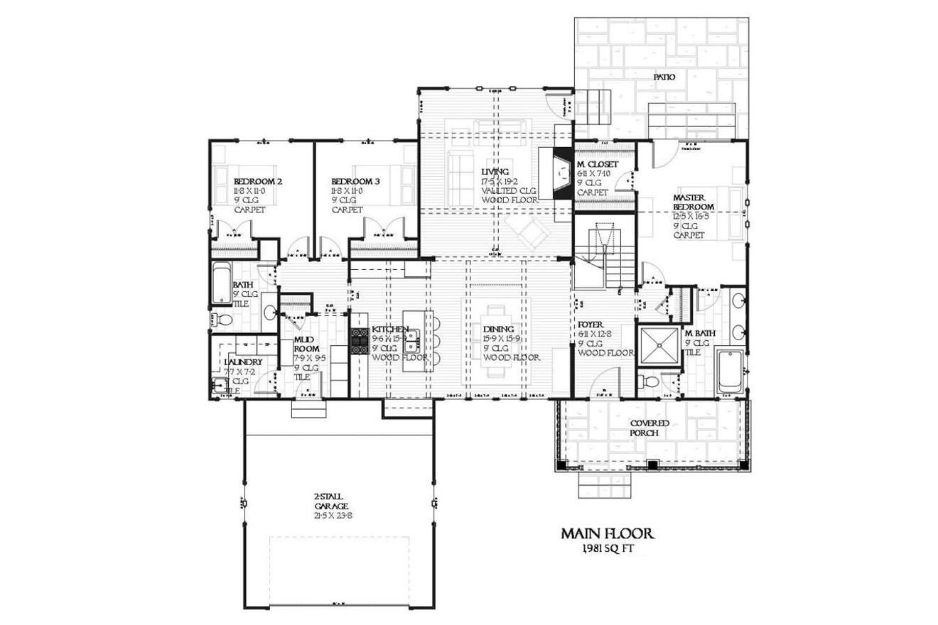 Craftsman House Plan - Manteo 65778 - 1st Floor Plan