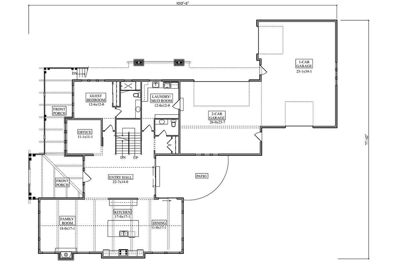 Craftsman House Plan - Woodcliff 65881 - 1st Floor Plan