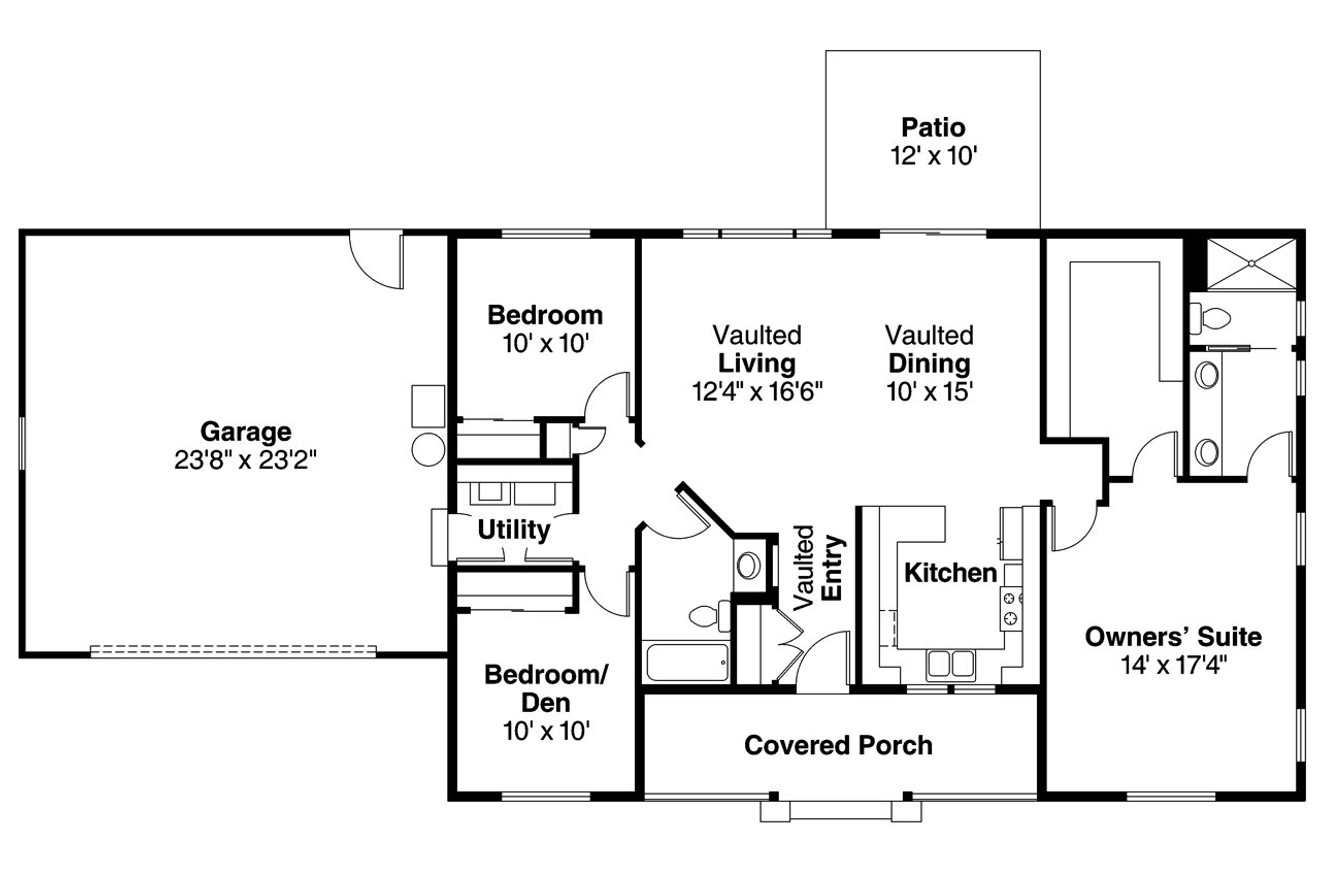 Ranch House Plan - MacKay 65920 - 1st Floor Plan