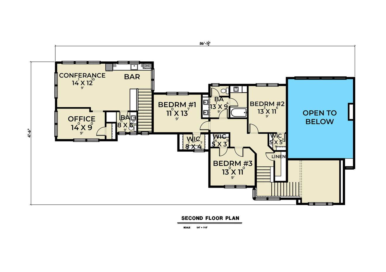 Secondary Image - Lodge Style House Plan - 65990 - 2nd Floor Plan