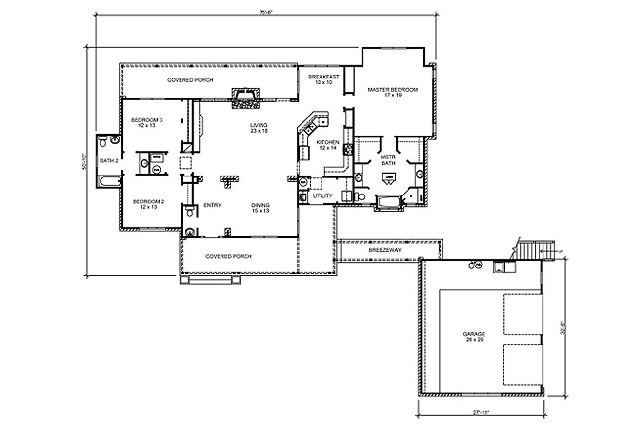 Bungalow House Plan - Blanco 66011 - 1st Floor Plan