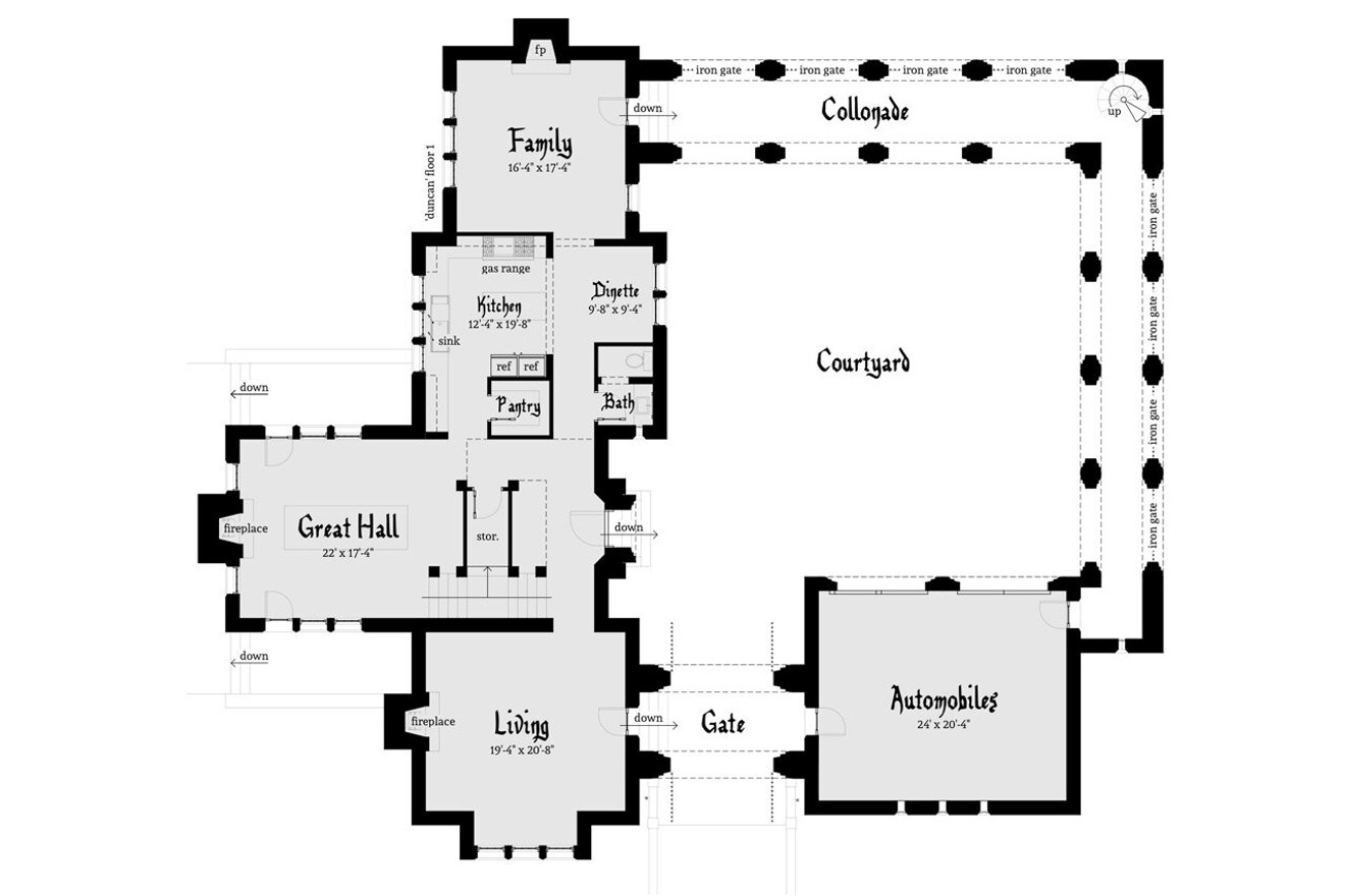 European House Plan - Duncan 66192 - 1st Floor Plan