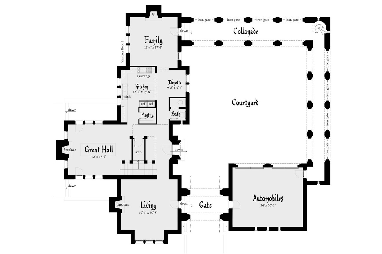 European House Plan - Duncan 66192 - 1st Floor Plan