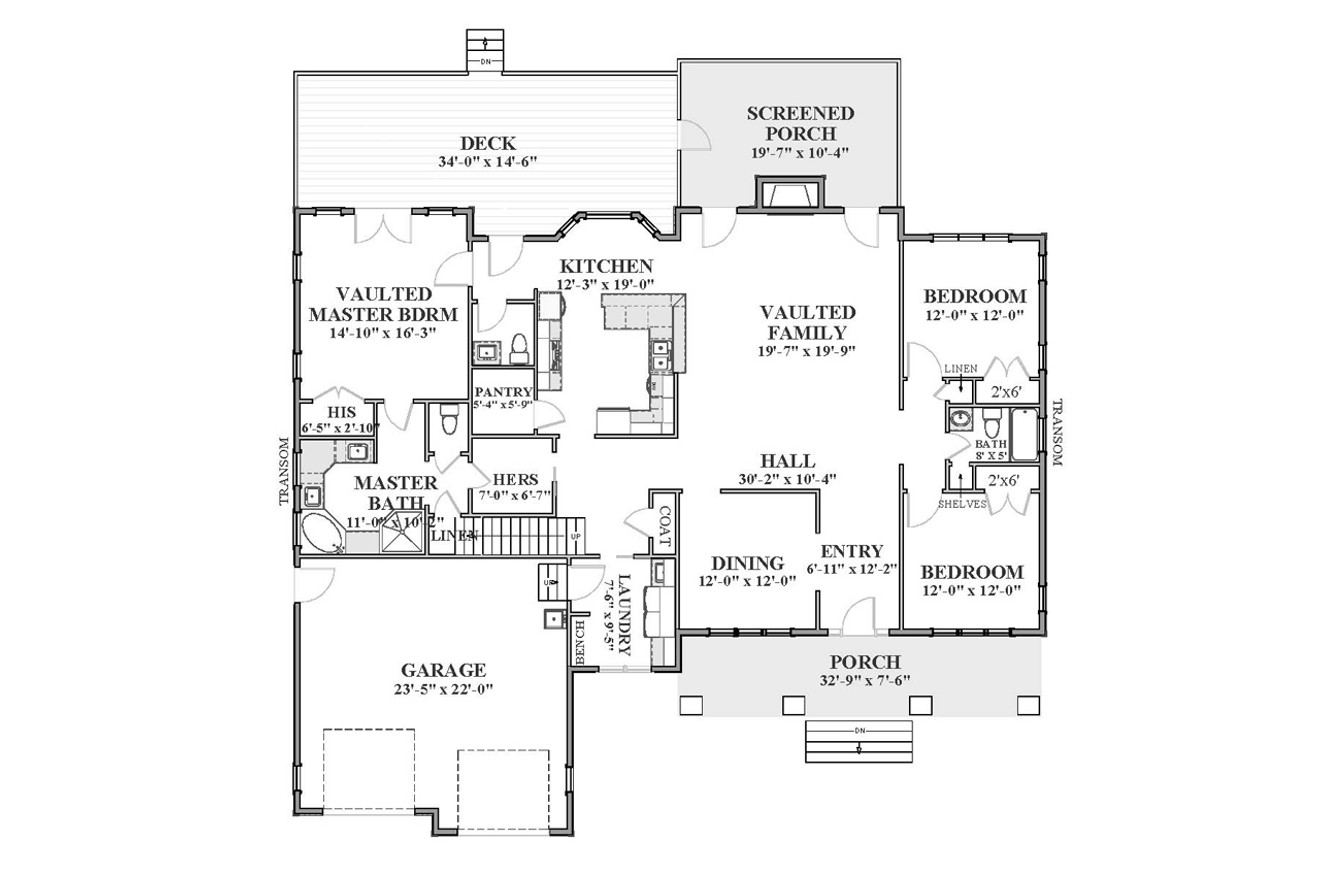 Craftsman House Plan - Carolina Cottage 66200 - 1st Floor Plan