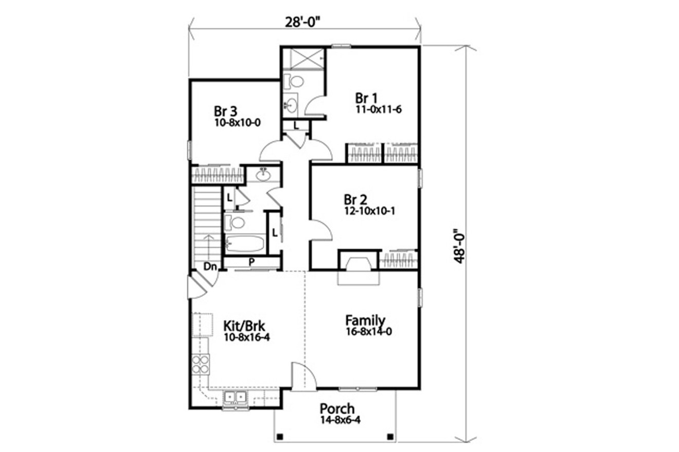 Cottage House Plan - 66255 - 1st Floor Plan