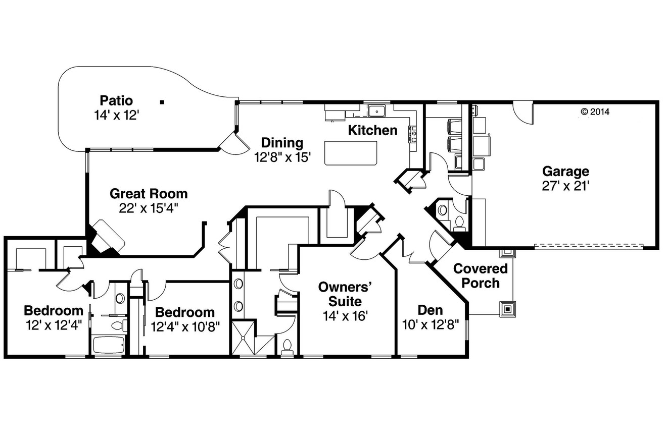 Ranch House Plan - Alton 66447 - 1st Floor Plan