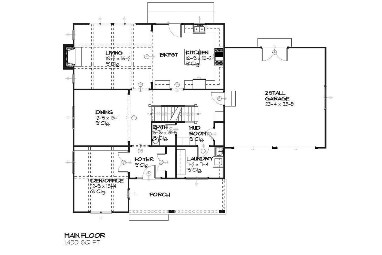 Colonial House Plan - Alexander 66589 - 1st Floor Plan