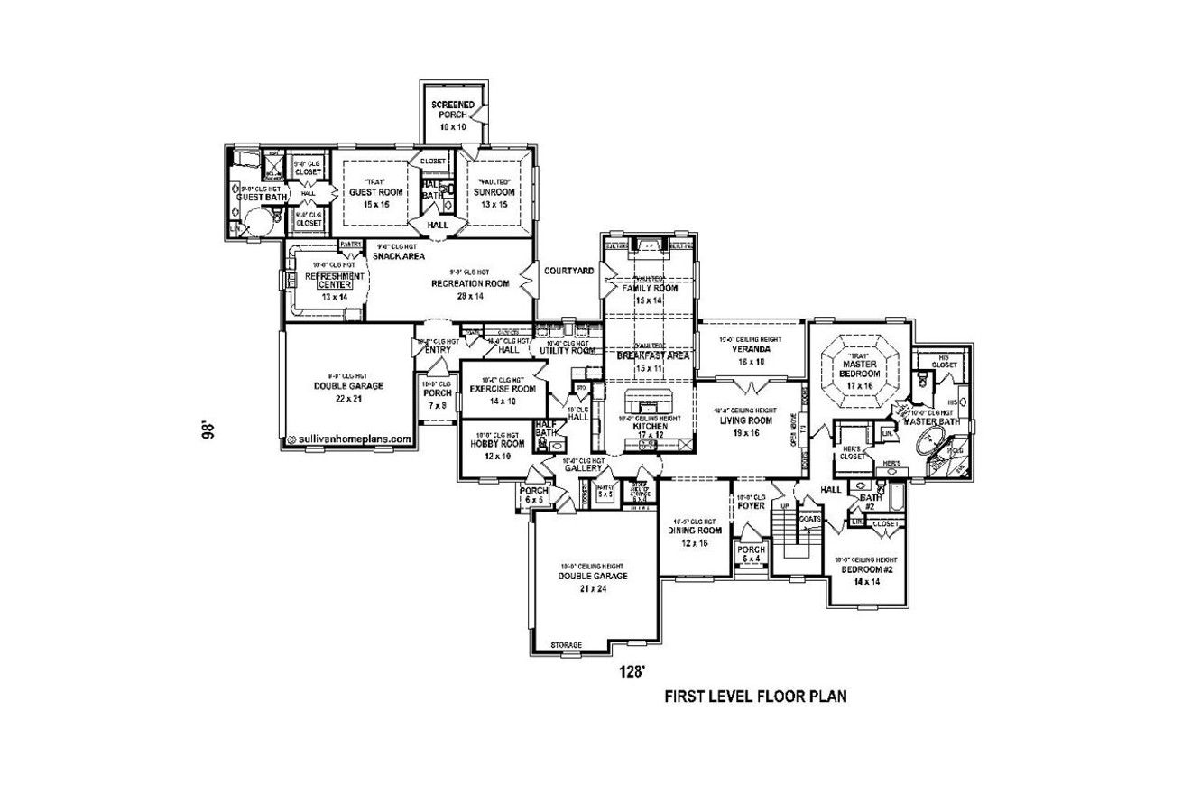 European House Plan - 66645 - 1st Floor Plan