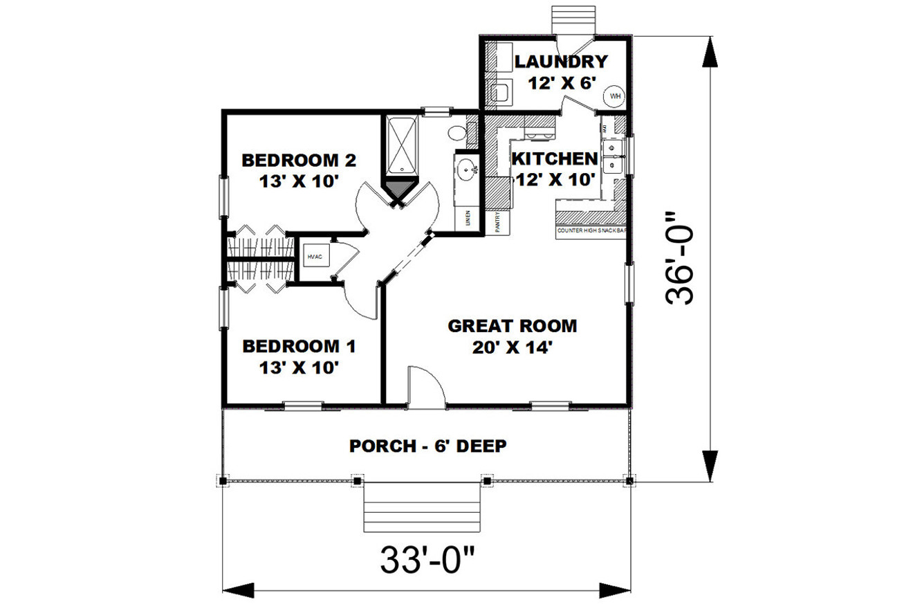 Classic House Plan - 66658 - 1st Floor Plan