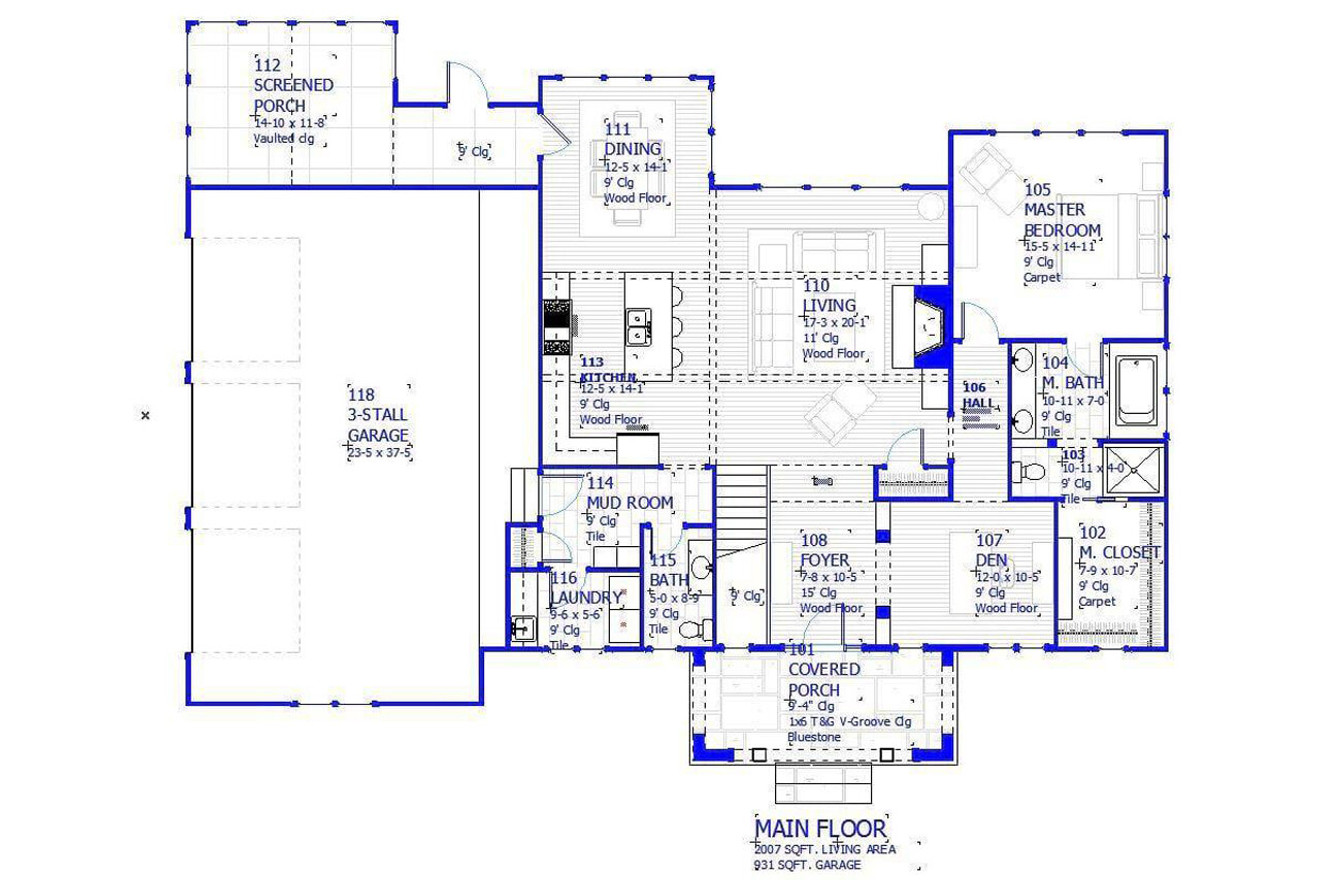 Traditional House Plan - Vickery 66984 - 1st Floor Plan