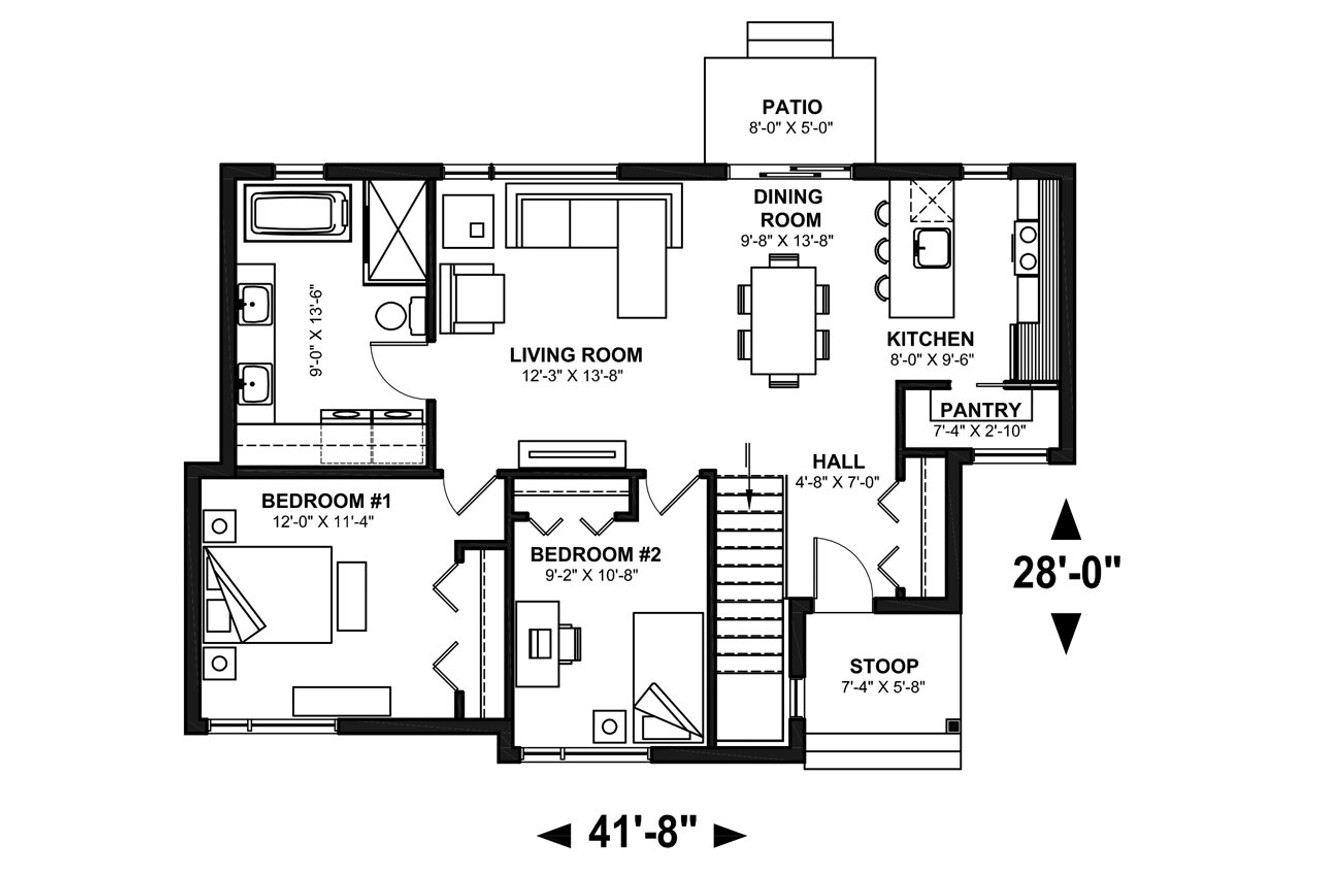 Modern House Plan - Debray 67023 - 1st Floor Plan