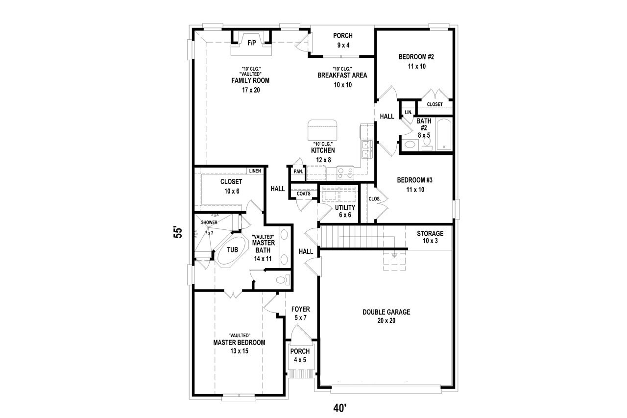 European House Plan - 67067 - 1st Floor Plan
