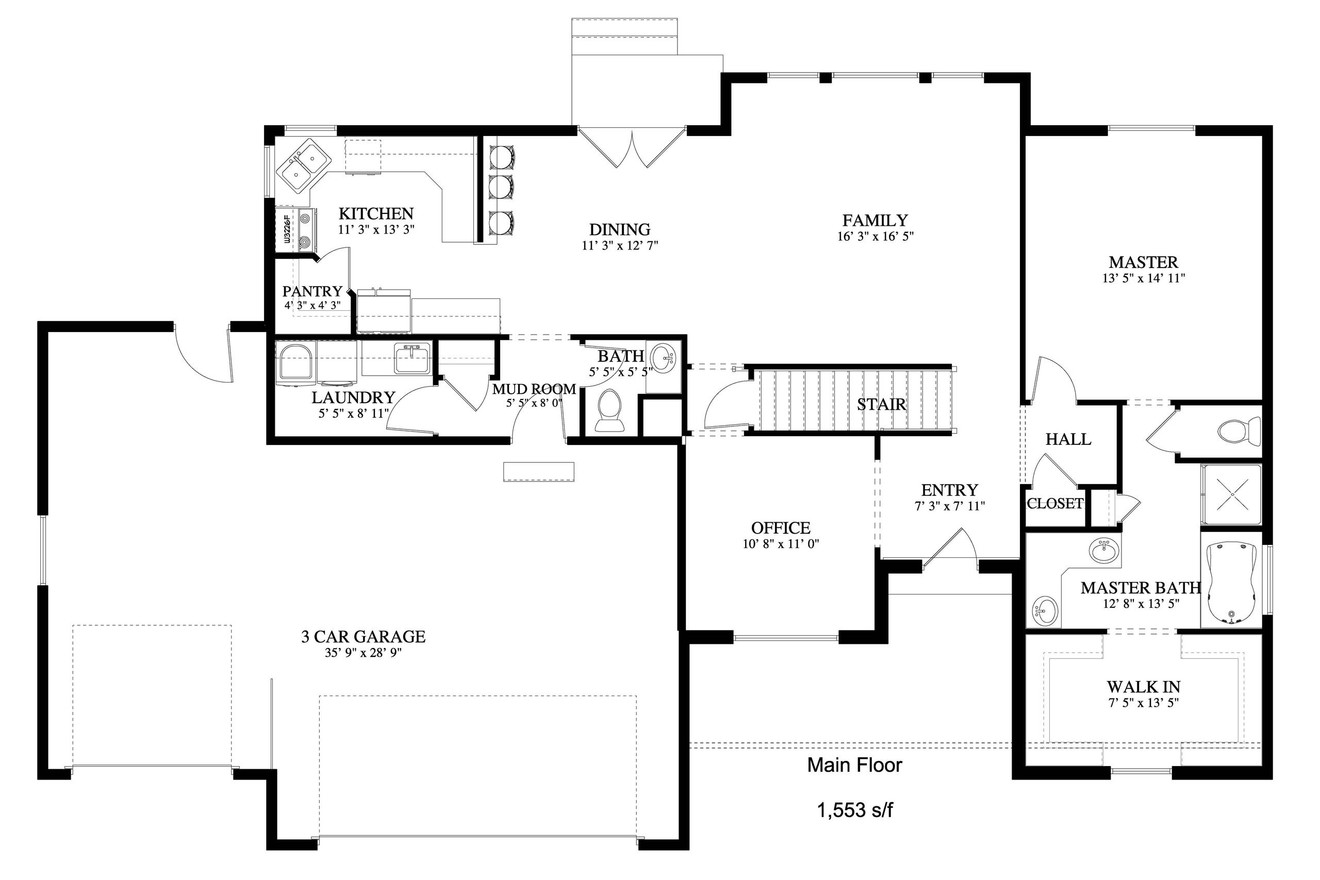 Traditional House Plan - Bell 67360 - 1st Floor Plan
