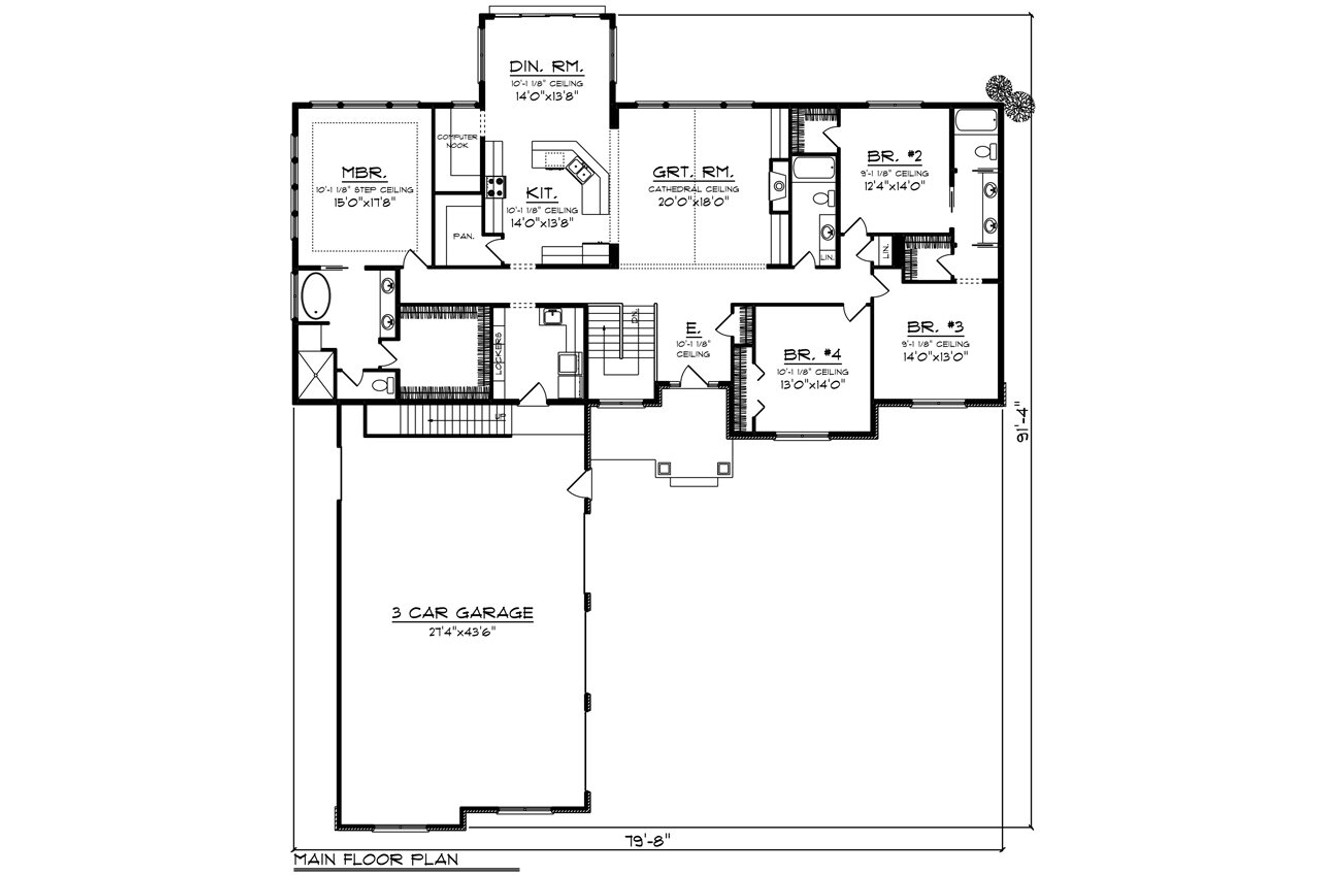Ranch House Plan - 67515 - 1st Floor Plan