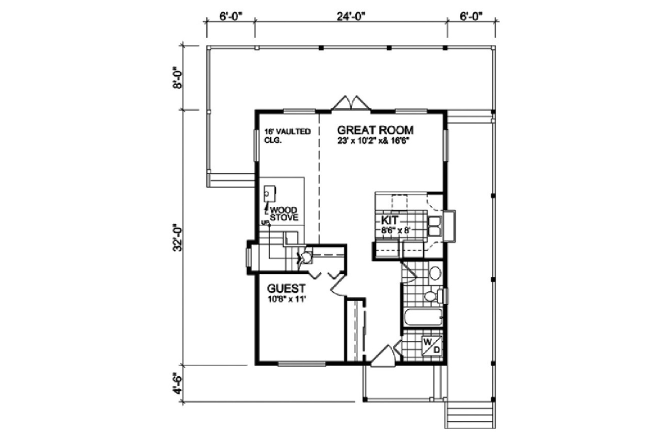 Cottage House Plan - 67543 - 1st Floor Plan