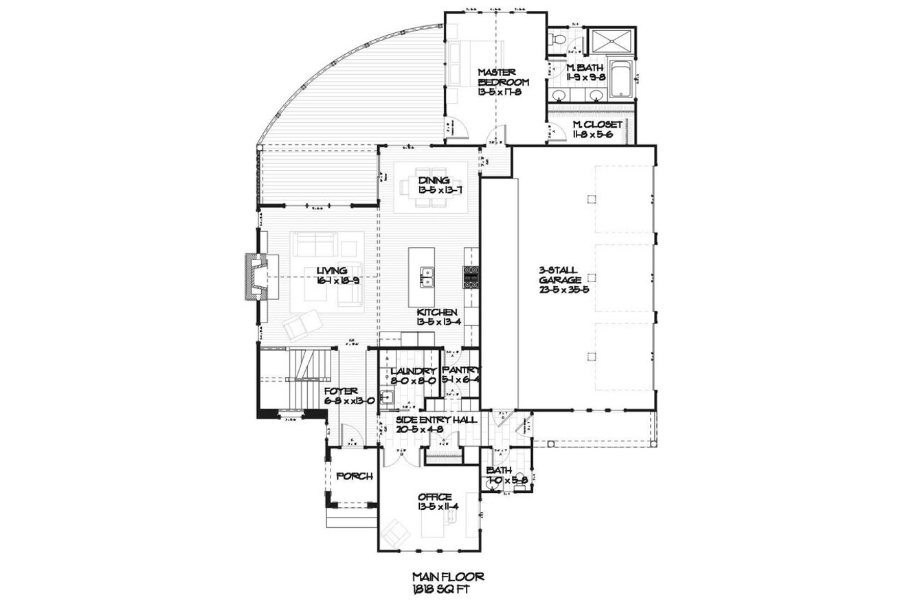 Tudor House Plan - Ada 67811 - 1st Floor Plan
