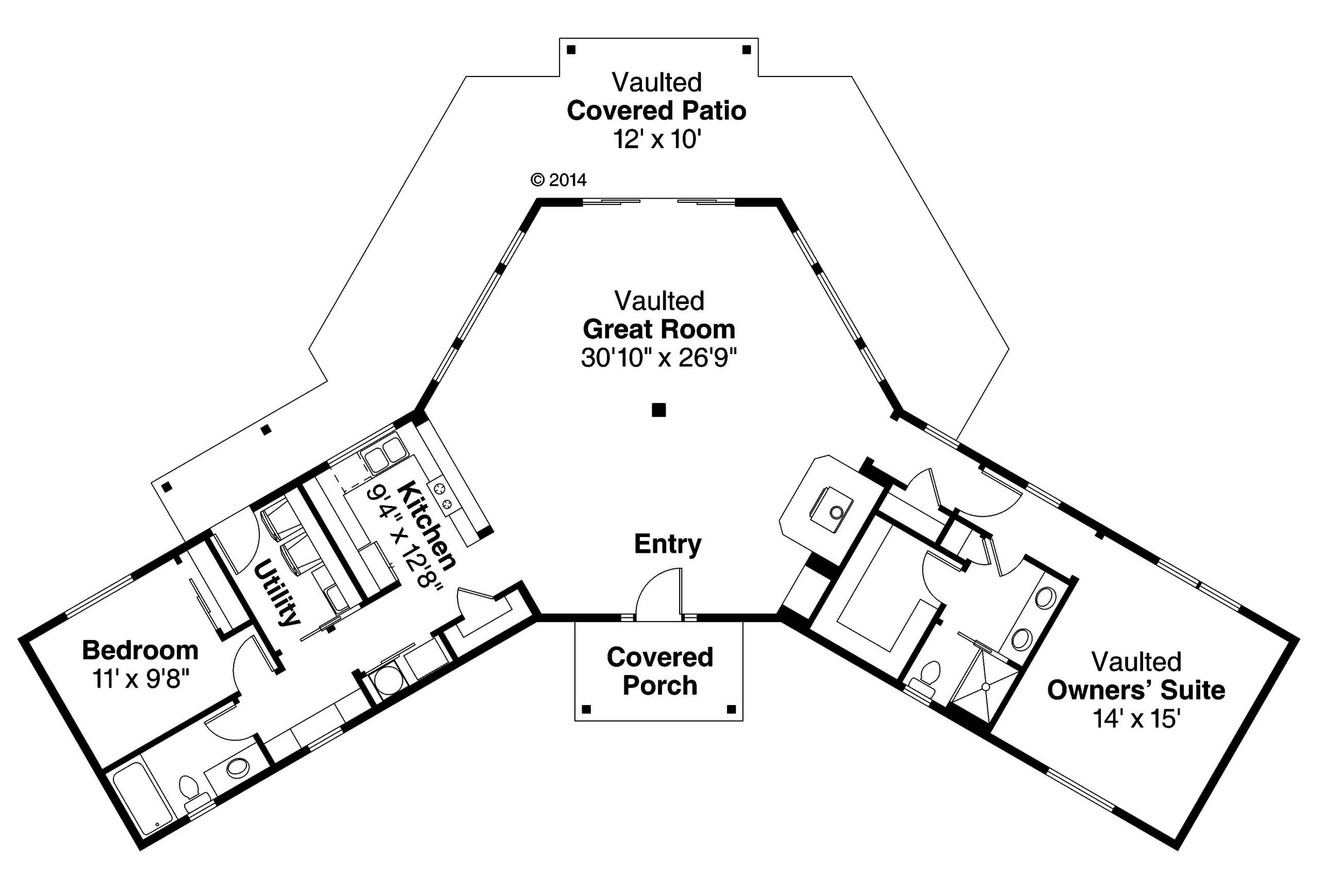 Ranch House Plan - Alder Creek 67857 - 1st Floor Plan