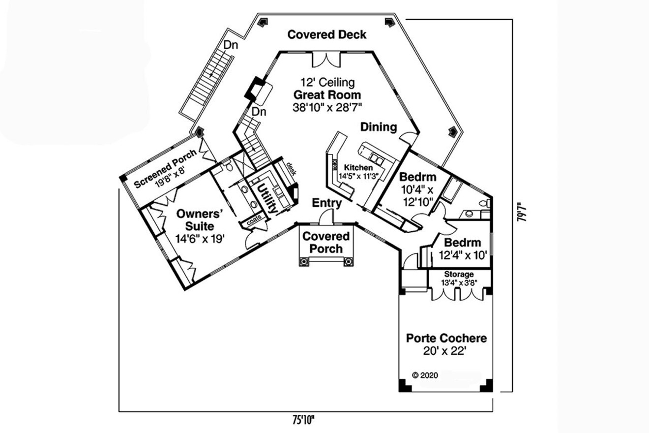 Southern House Plan - Alder Springs 67885 - 1st Floor Plan