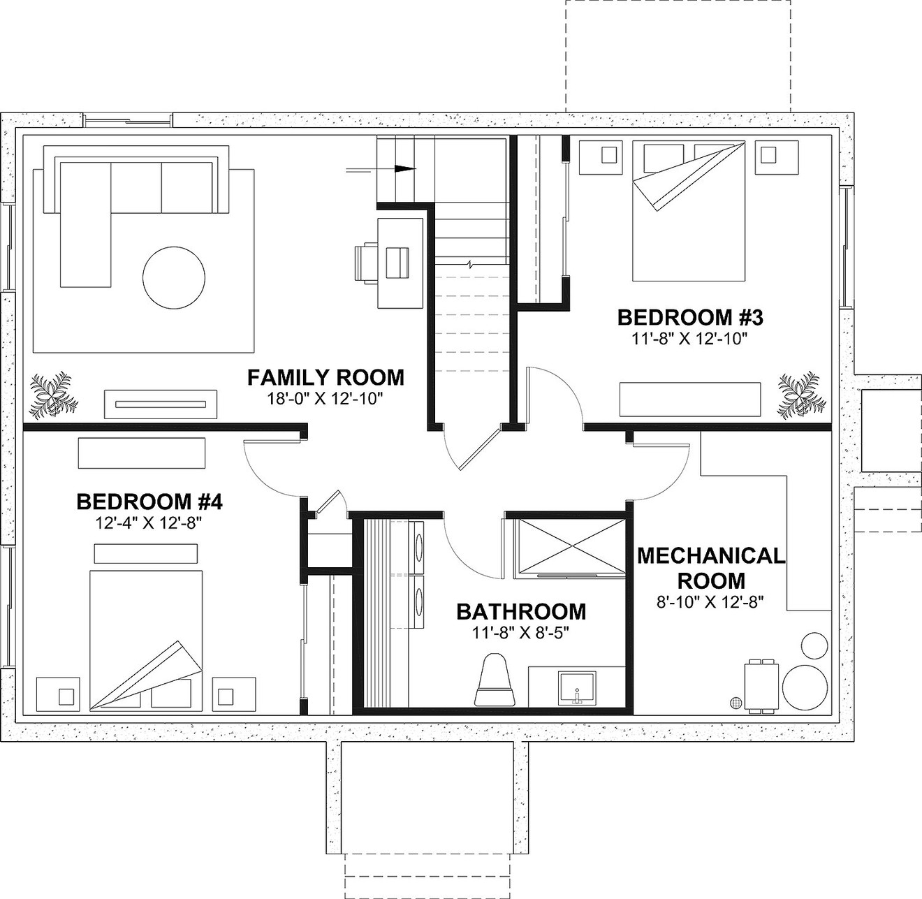 Ranch House Plan - Briere 67929 - Basement Floor Plan