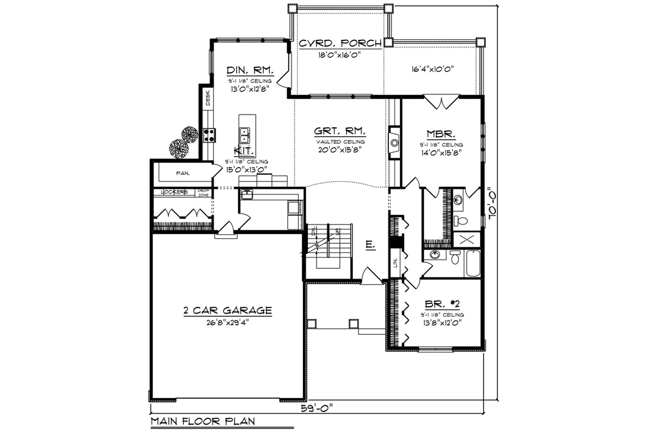 Country House Plan - 68029 - 1st Floor Plan