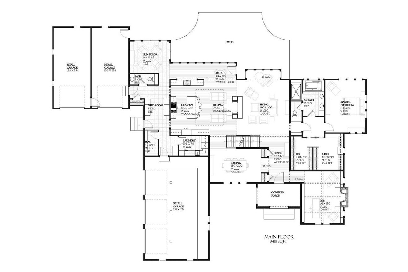 Tudor House Plan - Raven 68168 - 1st Floor Plan