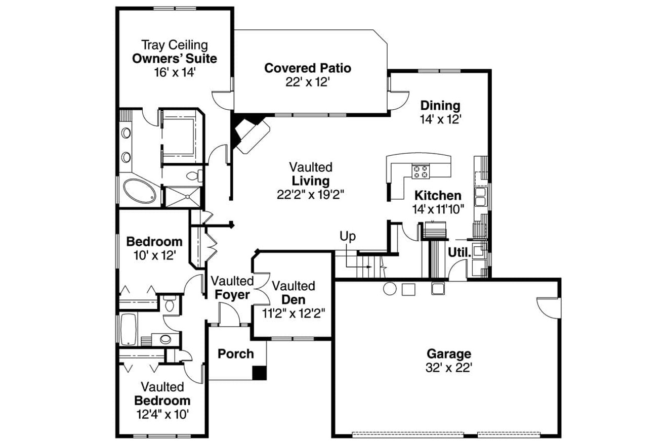 Prairie House Plan - Cheyenne 68191 - 1st Floor Plan