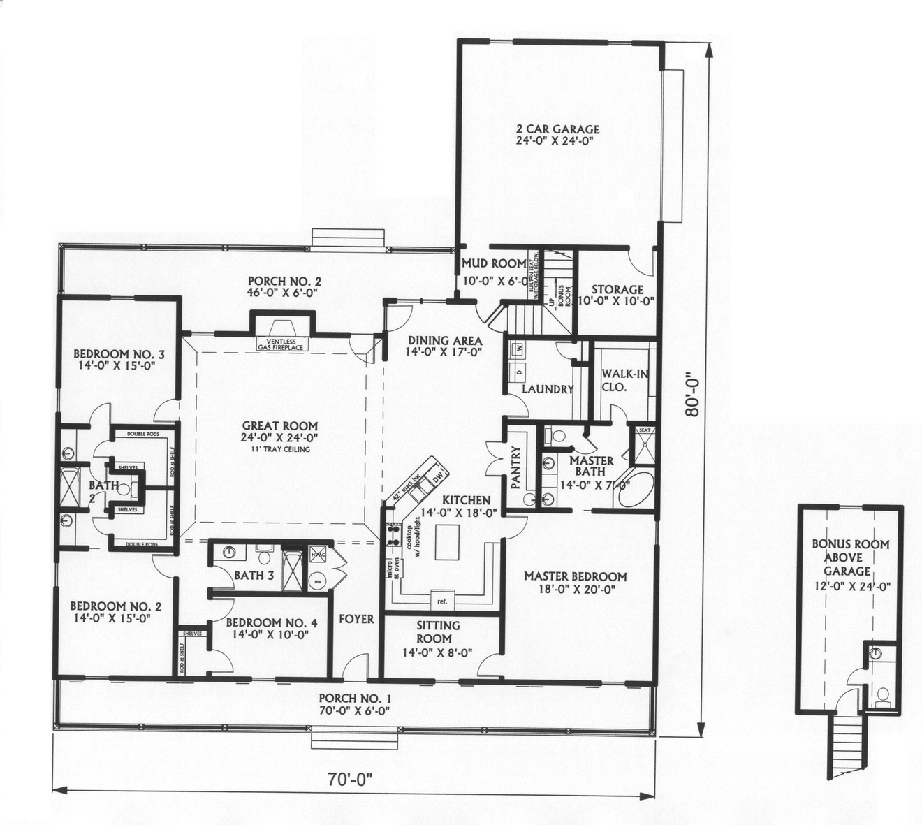 Country House Plan - 68315 - 1st Floor Plan