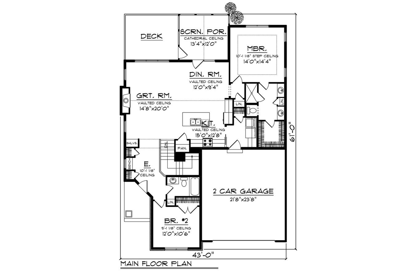 Craftsman House Plan - 68326 - 1st Floor Plan