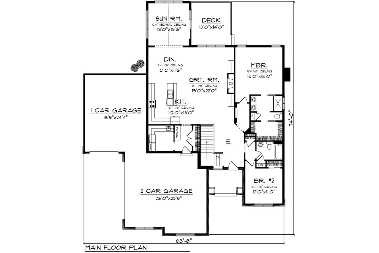 Craftsman House Plan - 68372 - 1st Floor Plan