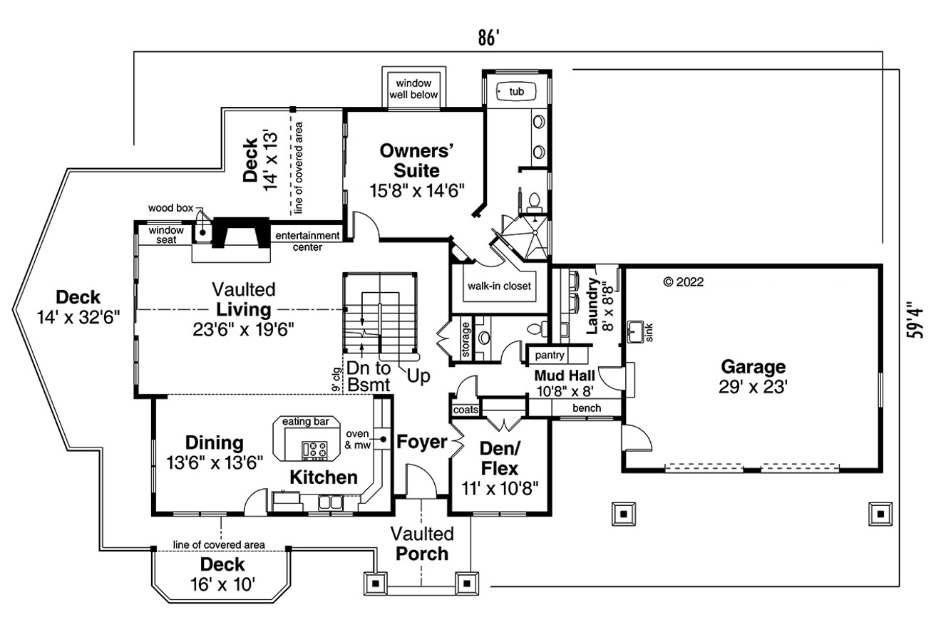 Lodge Style House Plan - Echo Hollow 68543 - 1st Floor Plan