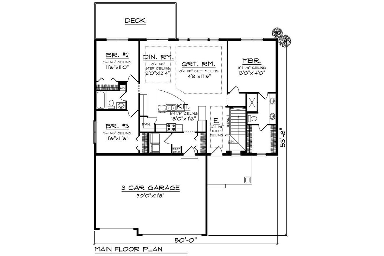 Craftsman House Plan - 68701 - 1st Floor Plan