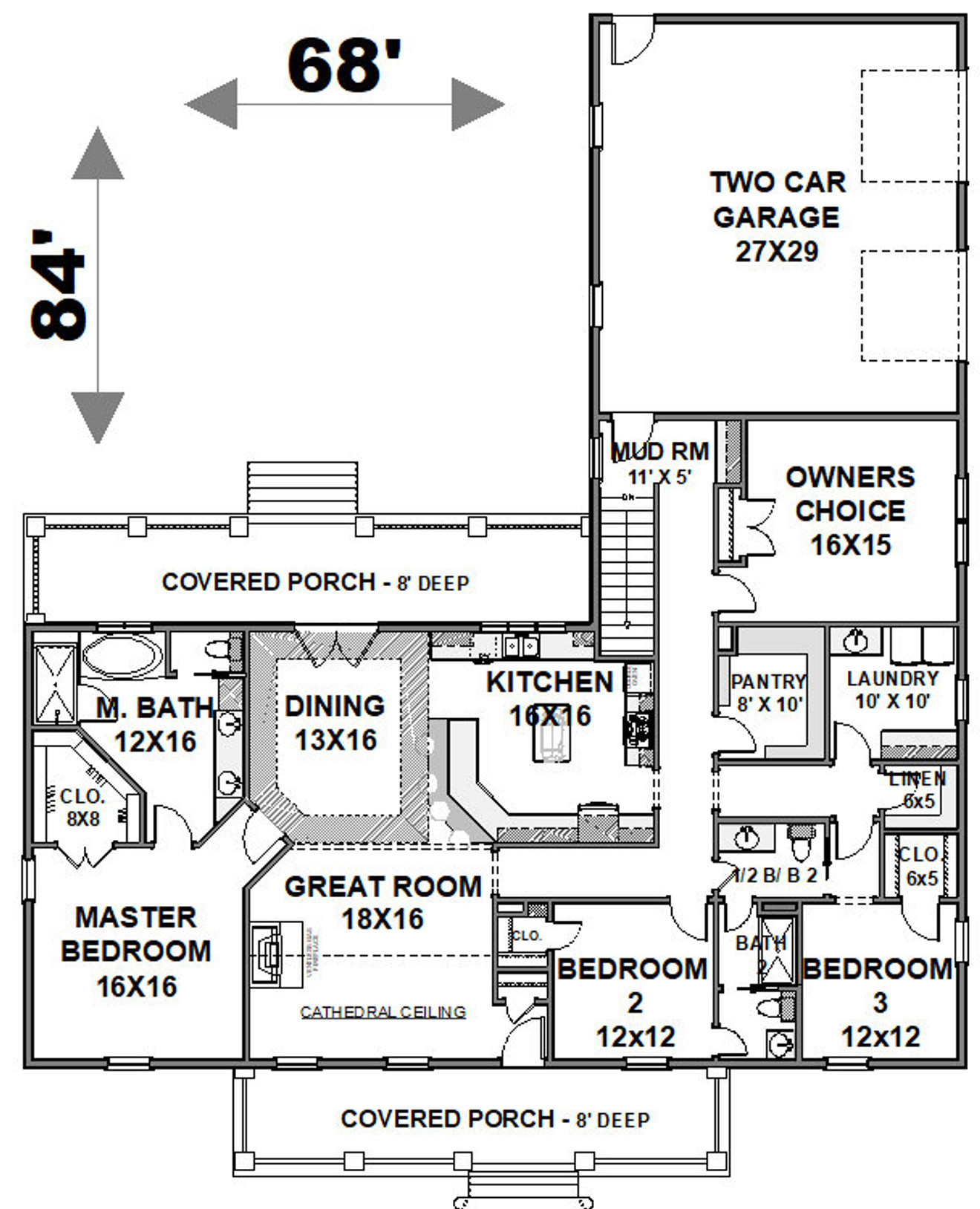 Classic House Plan - 69035 - 1st Floor Plan