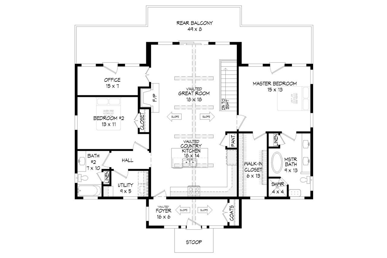 Ranch House Plan - 69277 - 1st Floor Plan