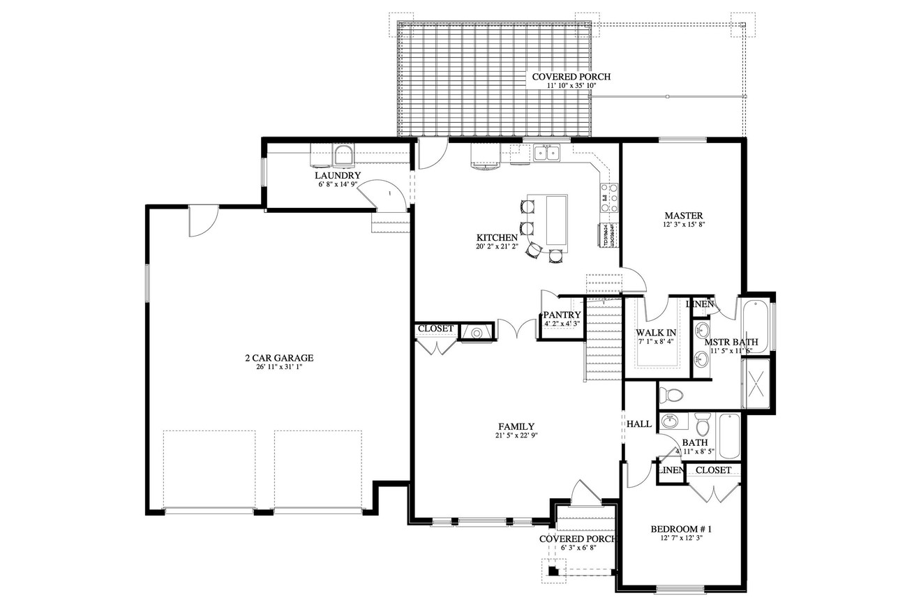 Cottage House Plan - Hatchett 69301 - 1st Floor Plan