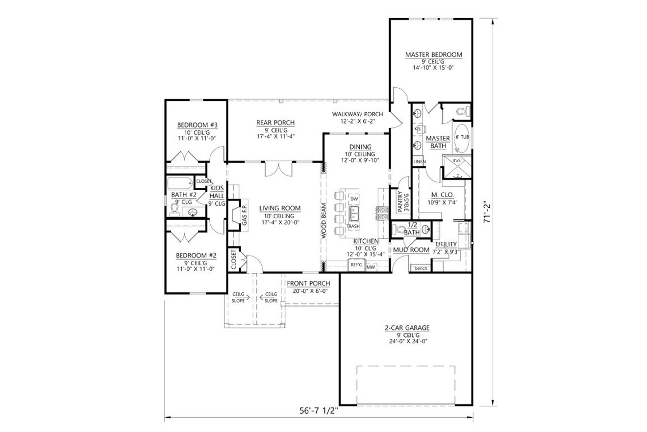 Farmhouse House Plan - Hidden Creek 69325 - 1st Floor Plan