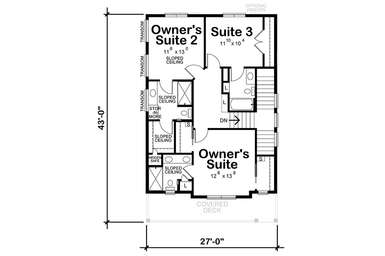 Secondary Image - Contemporary House Plan - Wendling Park 69426 - 2nd Floor Plan