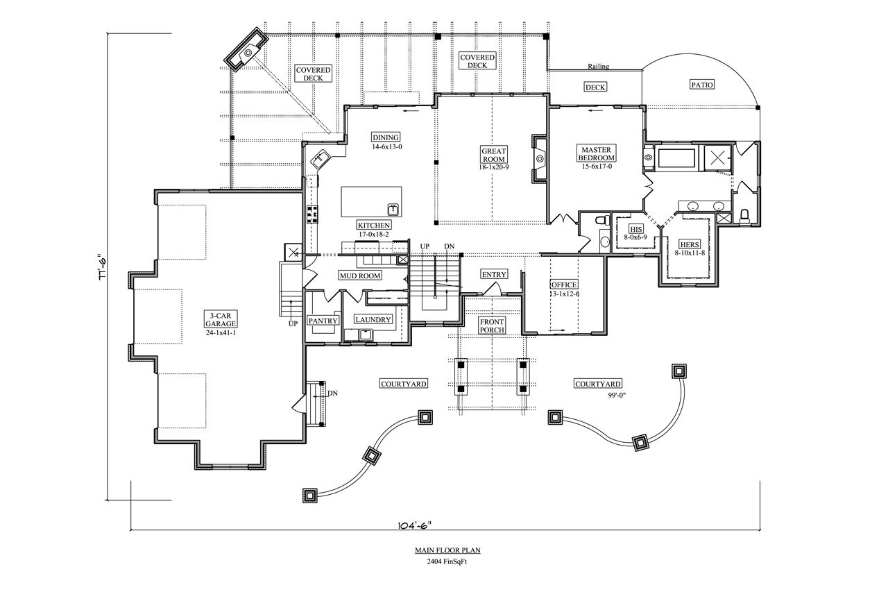 Craftsman House Plan - Rim Rock 69562 - 1st Floor Plan