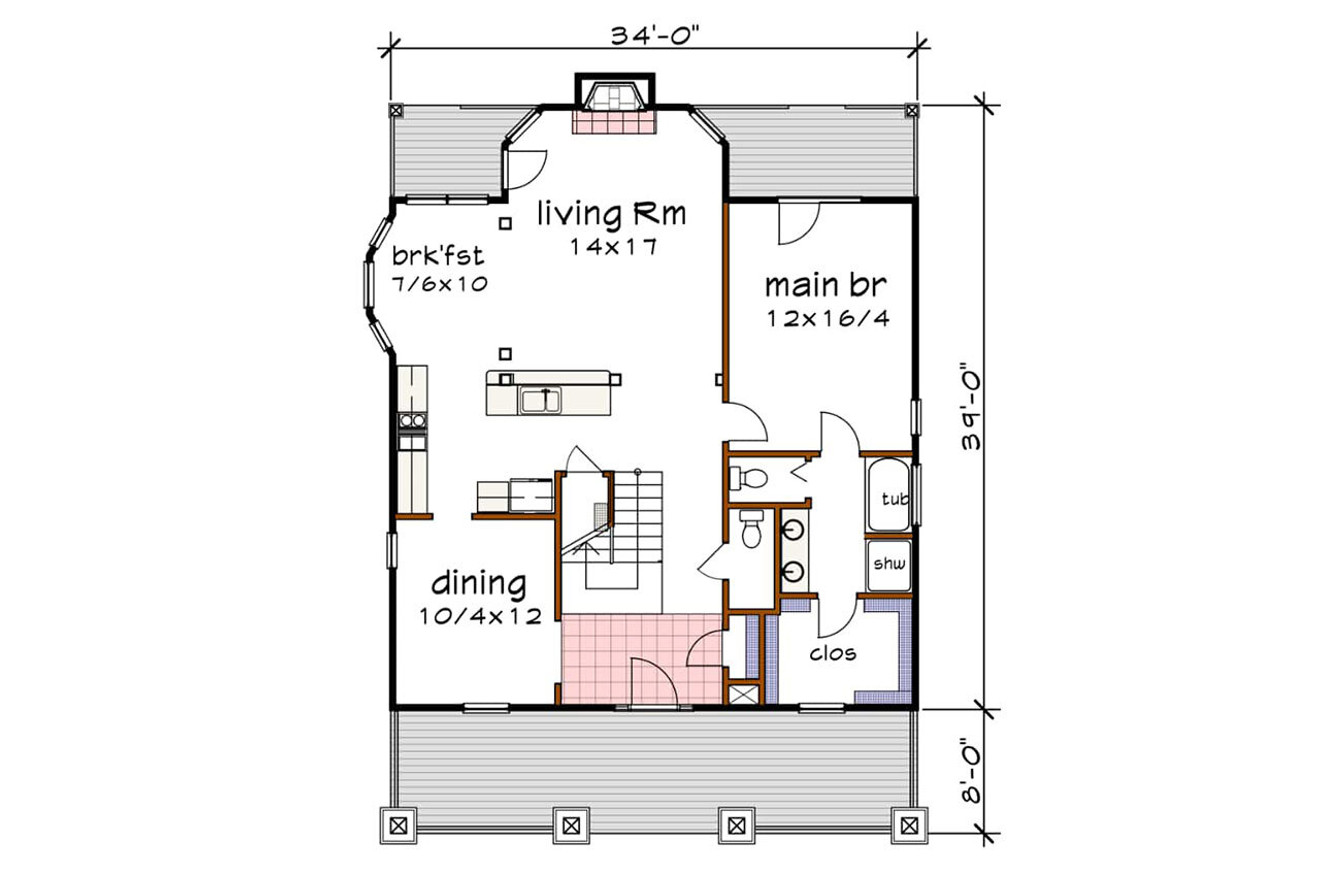 Bungalow House Plan - 69573 - 1st Floor Plan