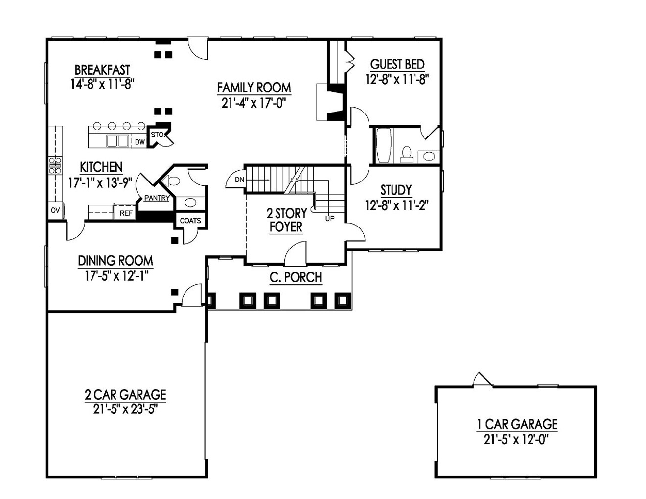 Craftsman House Plan - 69721 - 1st Floor Plan