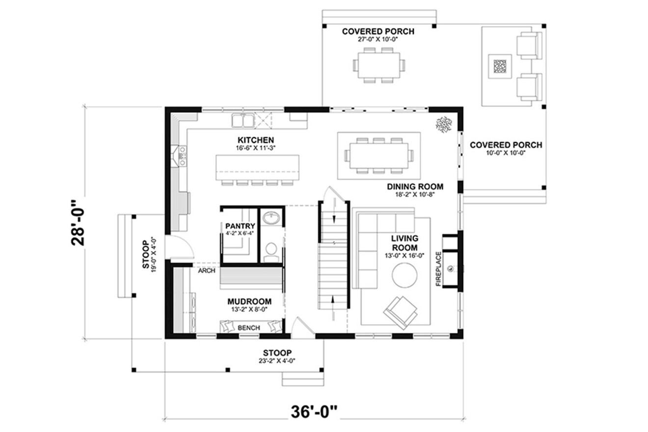 Cottage House Plan - Beausejour 5 69795 - 1st Floor Plan