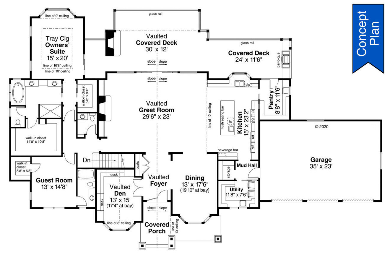 Craftsman House Plan - Clear Creek 69899 - 1st Floor Plan