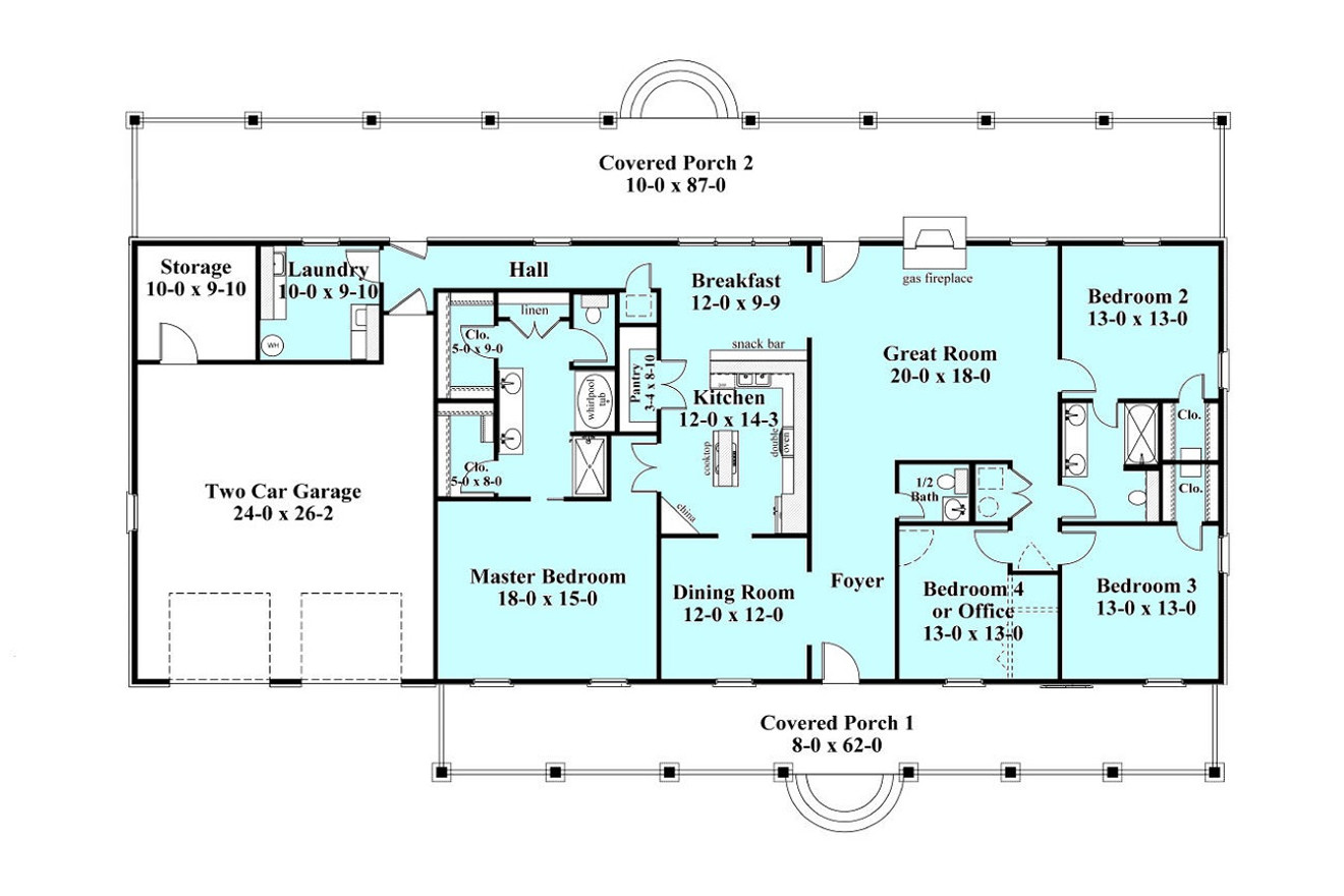 Country House Plan - 69925 - 1st Floor Plan