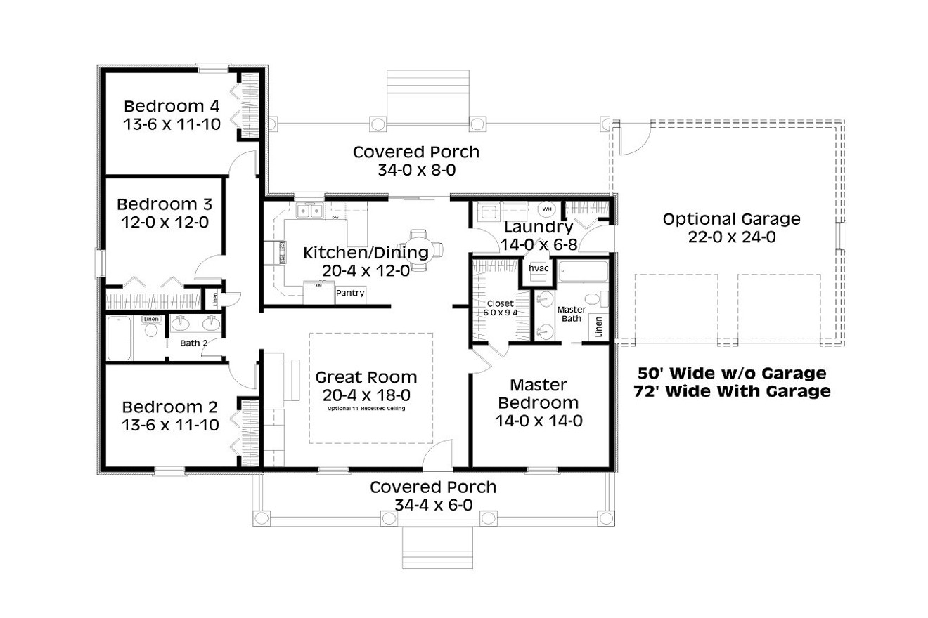 Traditional House Plan - 69971 - 1st Floor Plan
