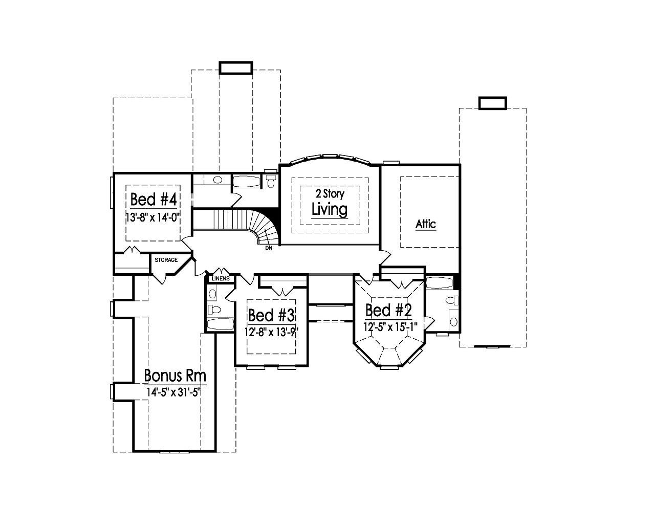 European House Plan - 69995 - 2nd Floor Plan