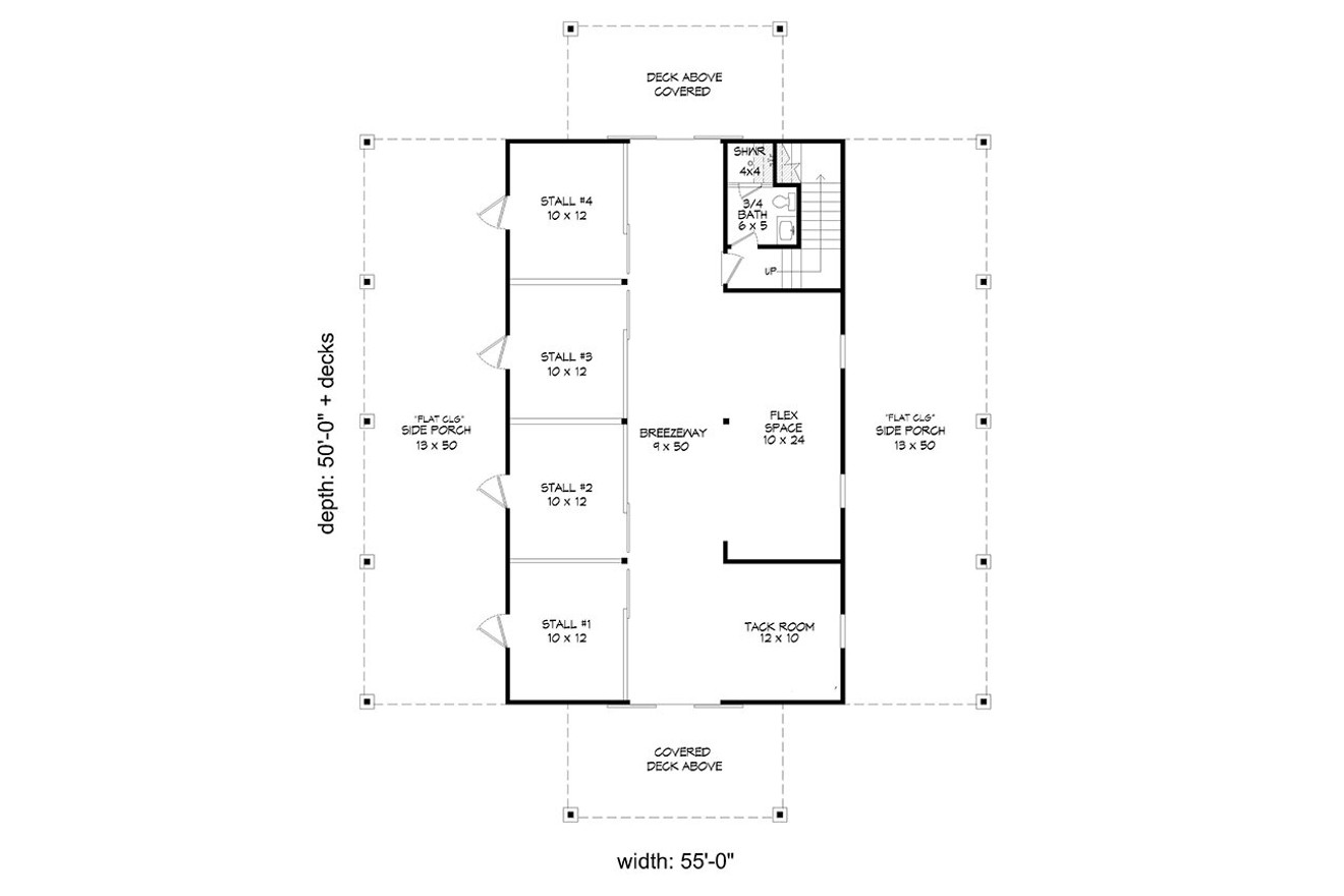 Farmhouse House Plan - Three Oaks Barn 70107 - 1st Floor Plan