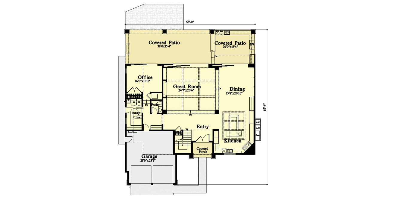 Modern House Plan - 70183 - 1st Floor Plan