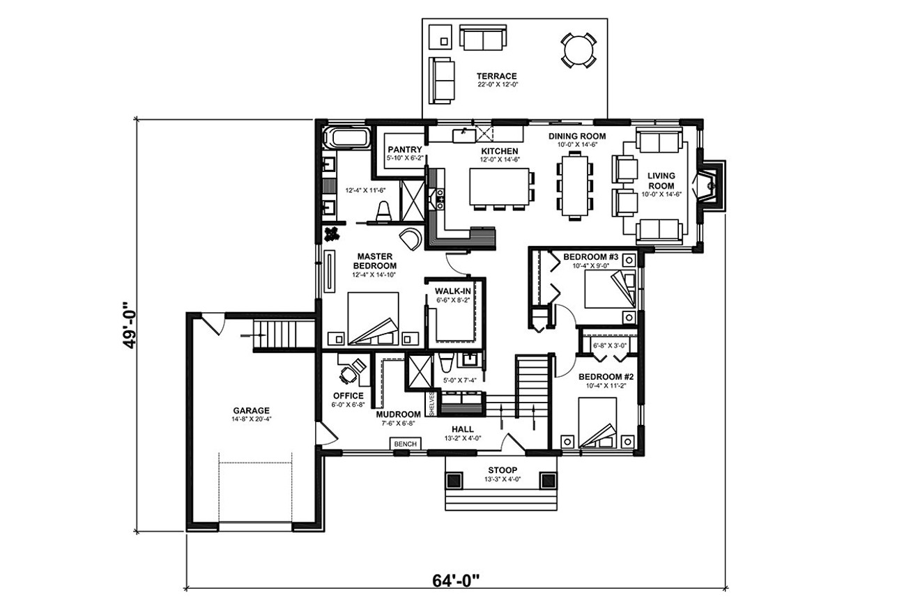 Farmhouse House Plan - Hygge 3 70275 - 1st Floor Plan